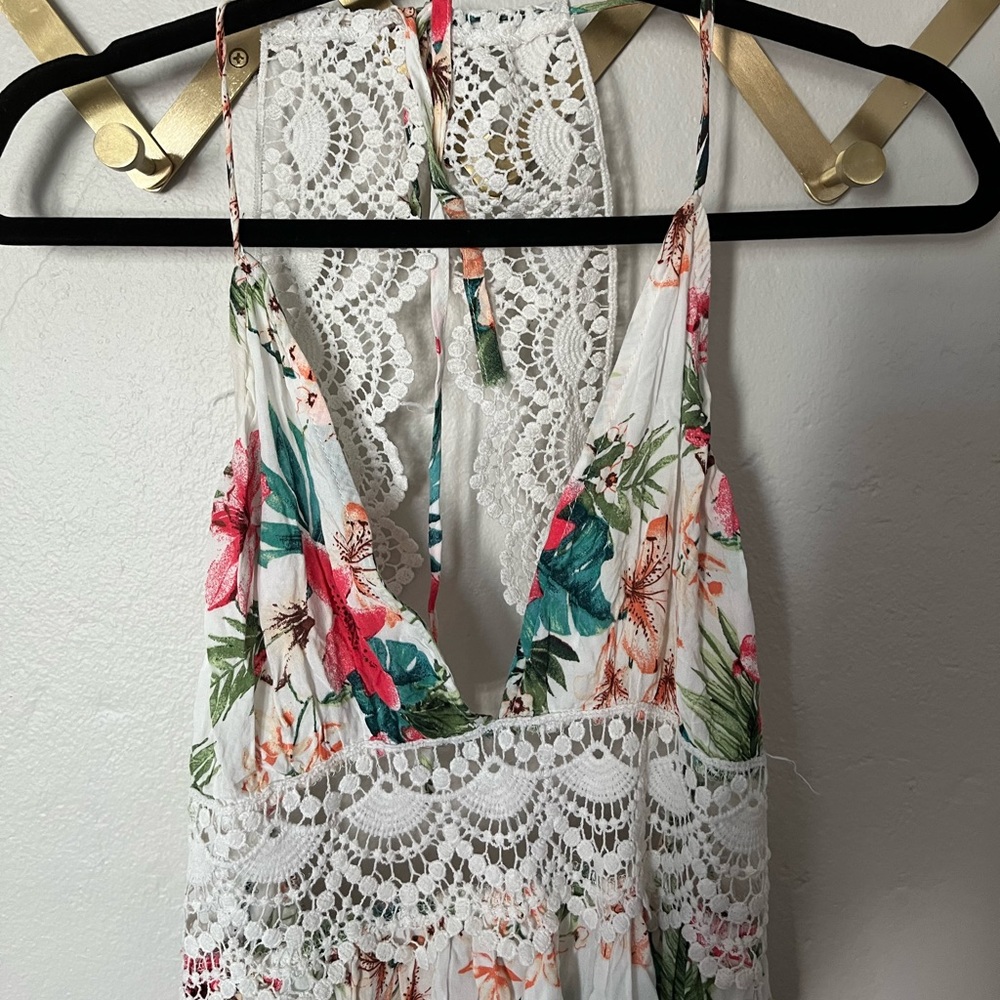 Lace and floral beach coverup/sundress - Size Small